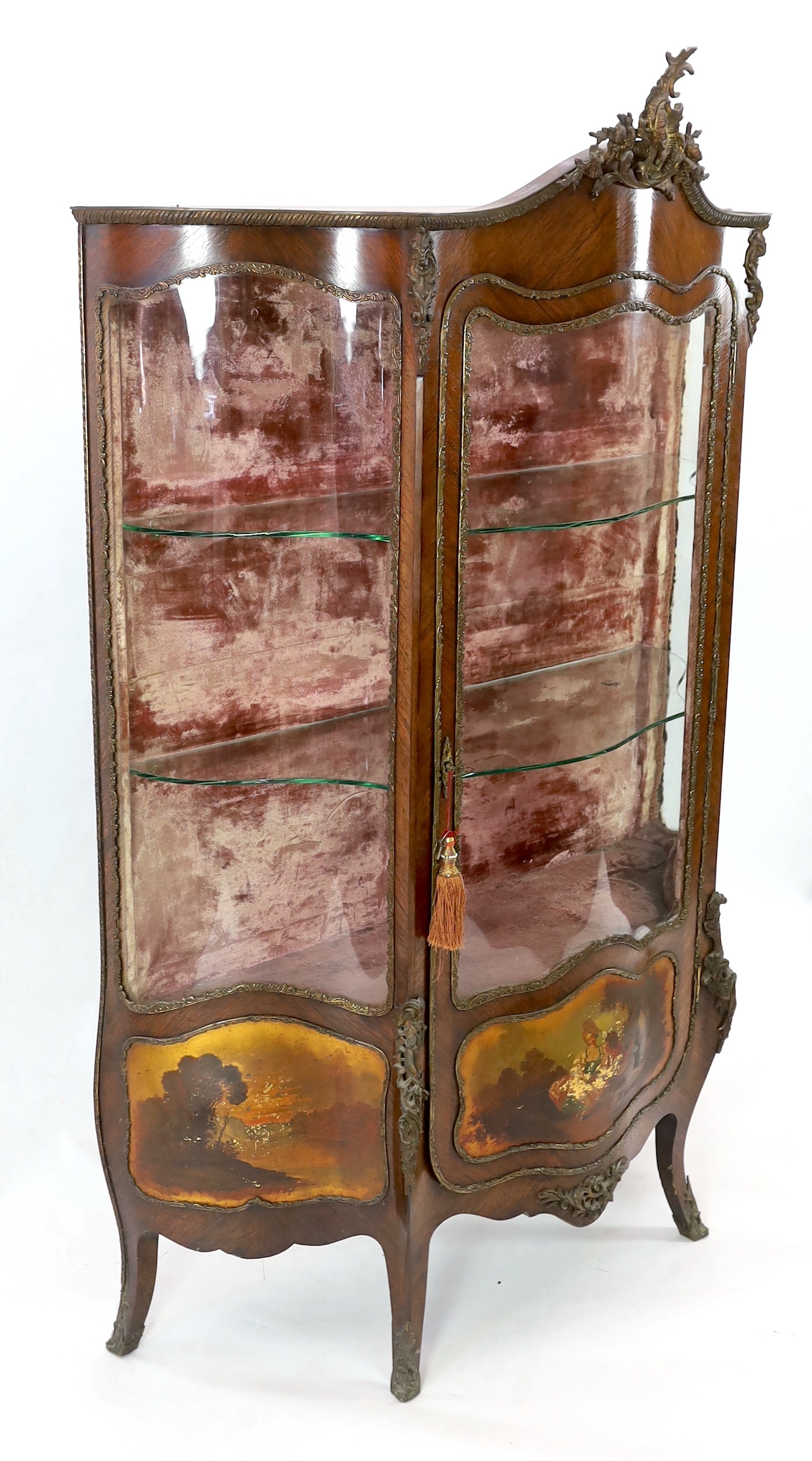 A Vernis Martin style rosewood vitrine